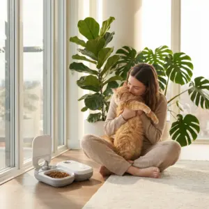 Two-Meal Automatic Pet Feeder with Stainless Steel Bowl Inserts C200