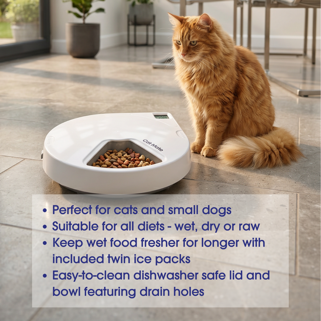 Cat Mate C500 – 5 Meal Digital Automatic Feeder with Ice Packs